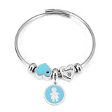 Pandoraer DIY Bangle Stainless Steel Child Charms Adjustable Bracelet