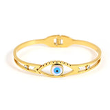 Boho Stainless Steel Evil Eye Bangle Bracelet for Women