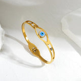 Boho Stainless Steel Evil Eye Bangle Bracelet for Women