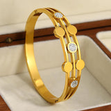 18K Rhinestone Round Charm Bracelet Waterproof Jewelry