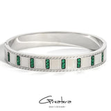 Green Cubic Zirconia Charm Bracelet Silver Waterproof Jewelry