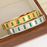Green Cubic Zirconia Charm Bracelet Silver Waterproof Jewelry