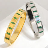 Green Cubic Zirconia Charm Bracelet Silver Waterproof Jewelry