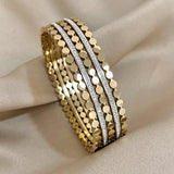 Stainless Steel Rhinestone Charm Wide Bangles Bracelets for Women