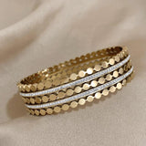 Stainless Steel Rhinestone Charm Wide Bangles Bracelets for Women