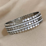 Stainless Steel Rhinestone Charm Wide Bangles Bracelets for Women