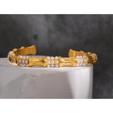 Stainless Steel Pearls Bamboo Cuff Bracelet Bangle Charms Vintage Jewelry Gift