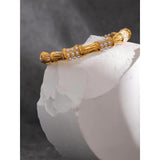 Stainless Steel Pearls Bamboo Cuff Bracelet Bangle Charms Vintage Jewelry Gift