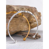 Stainless Steel Square Beads Cuff Bracelet Bangle Charm