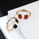 Vintage Open Cuff Red Crystal Bracelet for Women
