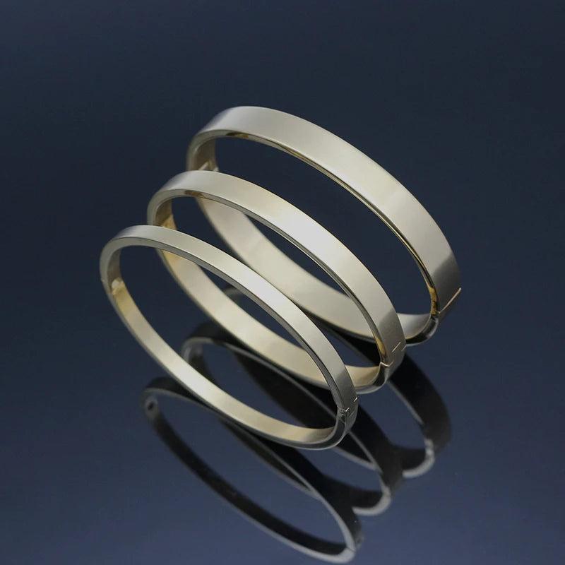 Stainless Steel Round Bangles & Bracelets Gold/Steel Charm Bracelet Women