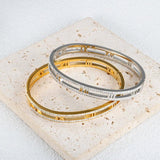 Crystal Hollow Roman Numeral Bracelet Stainless Steel Unisex Bangle