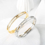 Crystal Hollow Roman Numeral Bracelet Stainless Steel Unisex Bangle