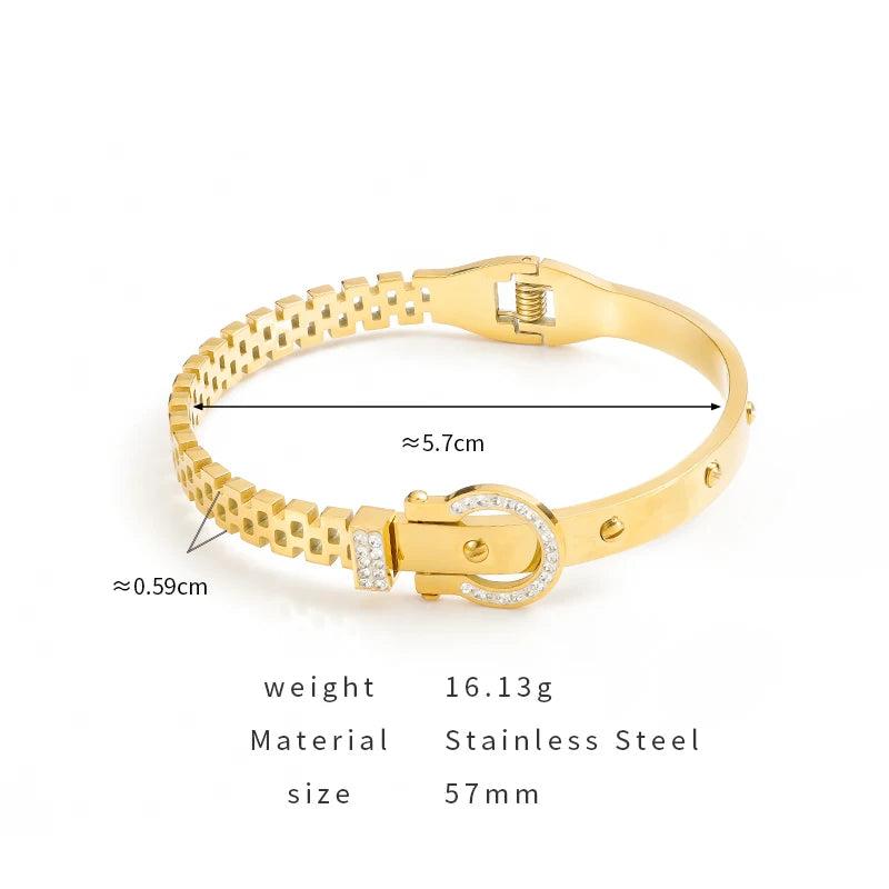 Stainless Steel Crystal Bracelet Cuff Bangle for Women
