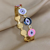 Red Evil Eye Stainless Steel Bangles Bracelet Zircon Charm Waterproof Jewelry