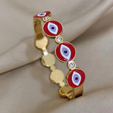 Red Evil Eye Stainless Steel Bangles Bracelet Zircon Charm Waterproof Jewelry