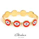 Red Evil Eye Stainless Steel Bangles Bracelet Zircon Charm Waterproof Jewelry
