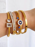 Evil Eye Charm Bracelet 18K Plated Stainless Steel Bangle for Women