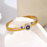 Evil Eye Charm Bracelet 18K Plated Stainless Steel Bangle for Women