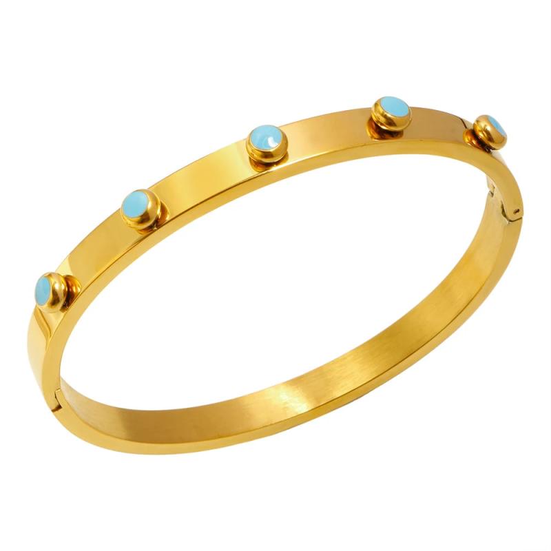 Stainless Steel Round Dots Ball Charm Bracelet Bangle for Women