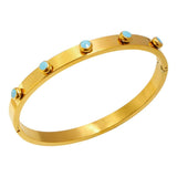 Stainless Steel Round Dots Ball Charm Bracelet Bangle for Women