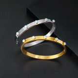 Stainless Steel Round Dots Ball Charm Bracelet Bangle for Women