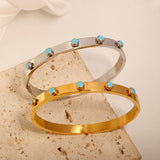 Stainless Steel Round Dots Ball Charm Bracelet Bangle for Women