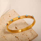 Stainless Steel Round Dots Ball Charm Bracelet Bangle for Women