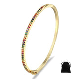 Charm Rainbow Bracelet Copper Zirconia Rhinestone Cuff Bangle