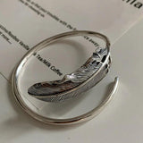 Mewanry Silver Bracelet Vintage Feather Couples Jewelry