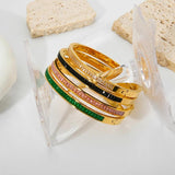 Colorful CZ Bangle Bracelets 18K Plated Stainless Steel Jewelry