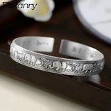Foxanry Silver Bracelet Vintage Elephant Pattern Thai Silver Bangles