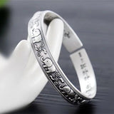 Foxanry Silver Bracelet Vintage Elephant Pattern Thai Silver Bangles