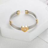 Heart Charms Bracelet Stainless Steel Adjustable Bangle Crystal Jewelry