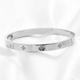 Zircon Flower Bracelets Bangles For Woman Stainless Steel