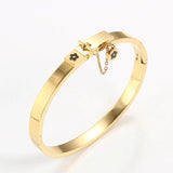 Stainless Steel Flower Cuff Bangle for Women