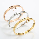 Stainless Steel Flower Cuff Bangle for Women