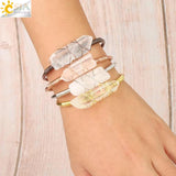 CSJA Clear Quartz Bangle Open Cuff Bracelet Copper Bangle