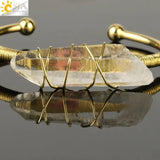 CSJA Clear Quartz Bangle Open Cuff Bracelet Copper Bangle