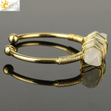 CSJA Clear Quartz Bangle Open Cuff Bracelet Copper Bangle
