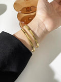 Peri'sBox Stainless Steel Plated Bangle Bracelet Textured Stackable