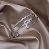 14K Plated Zircon Geometric Double Open Bracelet Women's Party Accessories