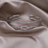 14K Plated Zircon Geometric Double Open Bracelet Women's Party Accessories