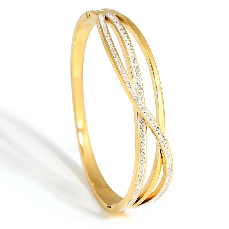 Chunky Rhinestones Lion Eyes Bangles for Women