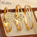 Chunky Rhinestones Lion Eyes Bangles for Women