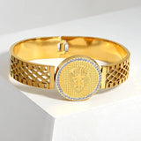 Chunky Rhinestones Lion Eyes Bangles for Women