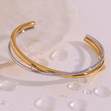 Minimalist Stainless Steel Twisted Cuff Bangles for Woman