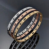 Delicate Hollow Roman Numeral Bracelets Titanium Steel Bangle Fine Jewelry Women