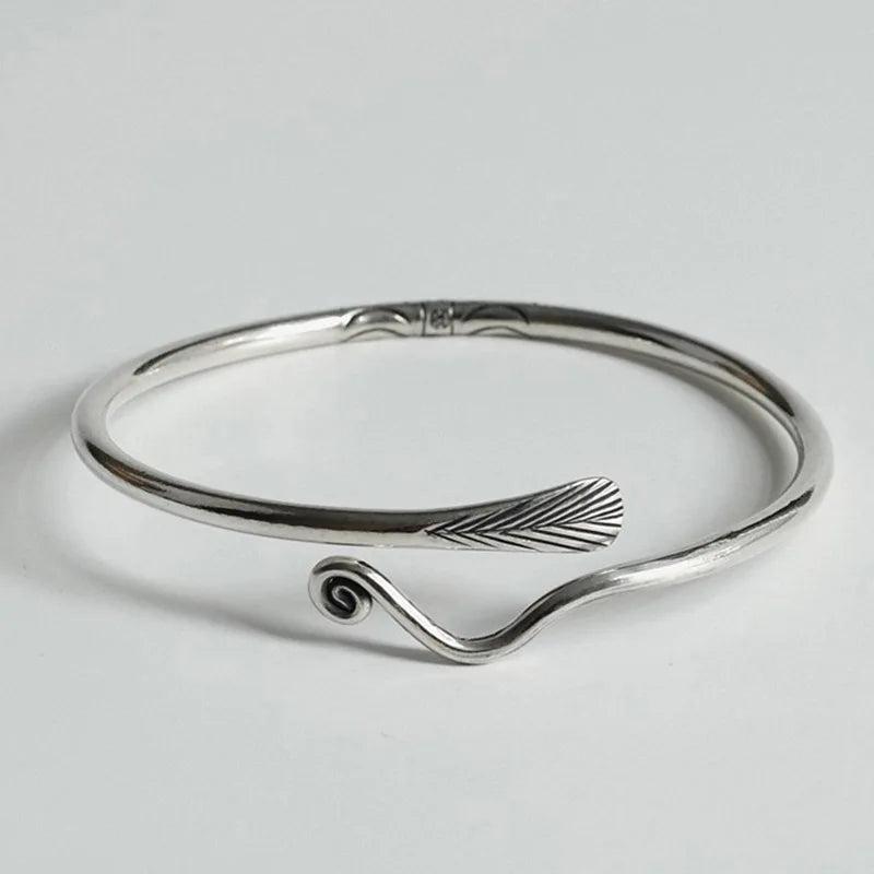 Foxanry Vintage Punk Silver Bracelet Peacock Feather Party Jewelry