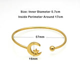 Star Moon Charm Steel Love Bangles Steampunk Bracelets For Women